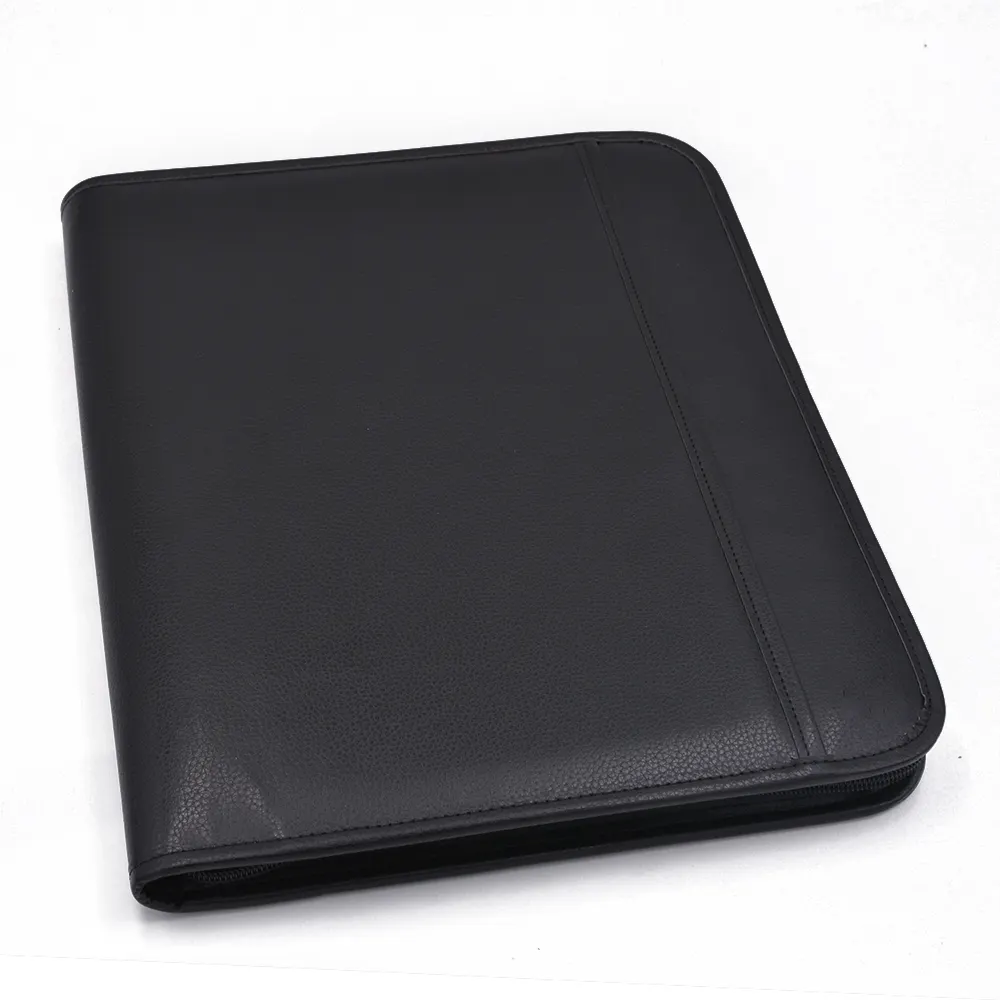 उच्च गुणवत्ता लक्जरी काले असली लेदर हाथ से बने व्यापार स्मार्ट दस्तावेज़ Padfolio पोर्टफोलियो फ़ोल्डर