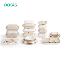Oasis-Assiette en papier vert biodégradable jetable personnalisé pour fast-food, plateau vaisselle, boîte à lunch