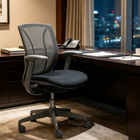 Chaise de bureau ergonomique en maille pour chambre d'hôtel, chaise d'ordinateur pivotante à cadre gris, empilable, réglable et durable pour l'hôtellerie