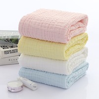 Plain-colored Gauze Bath Towel Medical-grade Pure Cotton Pre-washed Plain Weave Fabric Soft Absorbent Baby Blanket 110x115cm