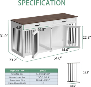 ลังสุนัขขนาดใหญ่แบบกำหนดเองเฟอร์นิเจอร์กรงสำหรับงานหนักแบ่ง<span class=keywords><strong>2</strong></span>ลิ้นชักลังสุนัขไม้แข็งเฟอร์นิเจอร์ - Product Image 4
