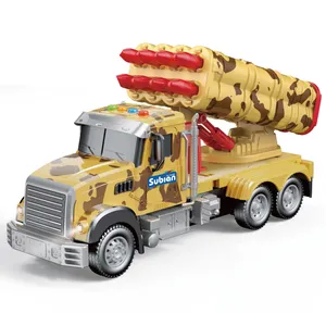 Garçons Friction Construction Voiture Modèle Camion Jouet 1/14 Inertie Véhicule Militaire Jouet Avec Musique Et Lumière