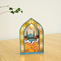 Lampe de table LED en bois Eid Mubarak, lampe de nuit à motif de mosquée islamique pour la décoration de la maison et des fêtes du Ramadan
