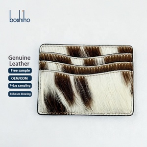OEM Eco-friendly Handmade Animal Hair Genuine Top-grain Cowhide Slim Designer Card Holder Case Wallet Online-wholesale-shop - Product Image 1