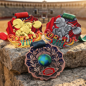 Medalla de Powerlifting con Diseño de Toro 3D <span class=keywords><strong>en</strong></span> Oro/Plata/Bronce, Juego de Medallas de Aleación de Zinc Fundido a Presión, Esmalte Metálico, Medalla Personalizable con Logotipo Metálico - Product Image 3
