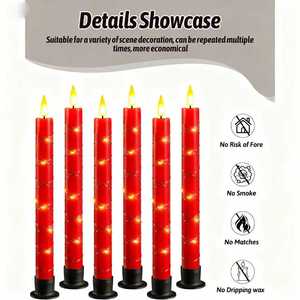 شموع إلكترونية <span class=keywords><strong>LED</strong></span> حمراء مزدوجة الجوانب على شكل عصا مضيئة لتزيين المشاهد في المهرجانات وتعزيز الأجواء الدافئة - Product Image 5