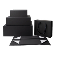 Boîte Cadeau Magnétique Pliable et Rigide en Papier Noir Mat de Luxe, avec Logo Personnalisé, de Grandes et Petites Tailles