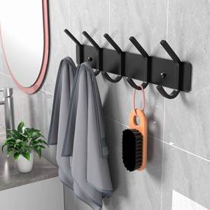 ตะขอแขวนเสื้อโค้ทโลหะติดผนังสำหรับห้องน้ำห้องนอนสีดำ6ชั้นตะขอแขวนเสื้อผ้าทำจากสเตนเลสสตีล - Product Image 2