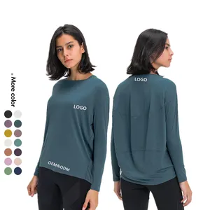 Xsunwing CustomLogo Women Long Sleeve Yoga Tops Wholesale Girls Workout Sports Shirt Women Fitness sportswear T Shirt WDQ010