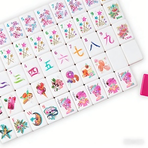 Fichas de Mahjong Americanas Modernas con Diseño Degradado Rosa Crema, Arte de Mahjong Americano Pintado a Mano, Fichas de Mahjong Acrílicas Americanas - Product Image 2