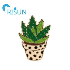 Fábrica lindo esmalte Cactus flor hierba Aloe <span class=keywords><strong>Vera</strong></span> planta <span class=keywords><strong>en</strong></span> maceta insignia broche alfileres Metal suculento botánico esmalte Pin insignia - Product Image 2