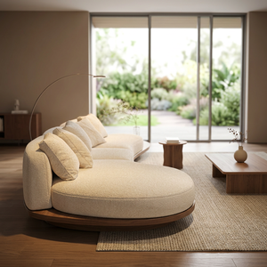 Modern Minimalist Luxury S Shape Fabric Sectional <b>Sofa</b> with <b>Wooden</b> Legs and Cushion Back <b>for</b> Living Room - Product Image 2