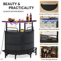 Comptoir de bar à alcool intelligent de haute qualité, armoire à vin, bar à liqueur à 3 niveaux, LED, mini bar portable, table de fête à domicile