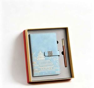 Light Blue <b>Notebook</b> <b>and</b> <b>Pen</b> Gift Box <b>Set</b> with Custom Packaging for Corporate Branding <b>and</b> Bulk Gift Orders - Product Image 1