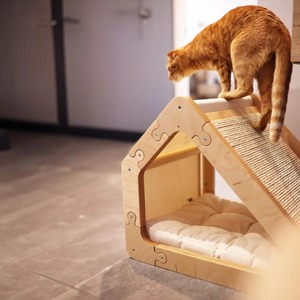 Lit superposé moderne et élégant en bois de pin à double couche, motif uni, fermeture à boutons, pour petits chiens et chats, maisons et meubles pour animaux de compagnie OEM - Product Image 2