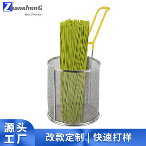 304 Stainless Steel Pasta Basket Fine Mesh Round Strainer For Noodle <b>Vegetable</b> Cooking 2.0-3.0L With Handle - Product Image 5