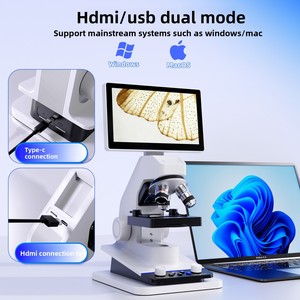 Microscopio Biologico Elettronico Trinoculare BM070 7" HD 2MP 100X-400X per Studenti e Laboratori <span class=keywords><strong>con</strong></span> Supporto USB Windows/Mac - Product Image 4