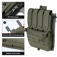 IDOGEAR Pochettes tactiques à fixer sur le panneau arrière, vert Ranger, porte-chargeurs quadruple, fermeture éclair YKK, sac de support polyvalent, pochette tactique à fermeture éclair