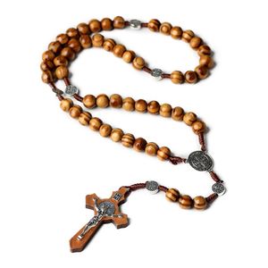 [En Stock] Rosario Católico Vintage de Madera con Cruz, 3 Colores, 10mm, Colgante Religioso Hecho a Mano, Regalos de Jesús para Pascua, Venta al por Mayor - Product Image 3