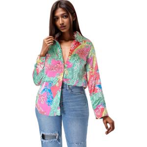 Chemise ample à imprimé coloré pour femmes, tendance 2023, vente chaude - Product Image 1