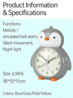 Pinguin-Stil Cartoon Musikwecker mit Touch-Licht