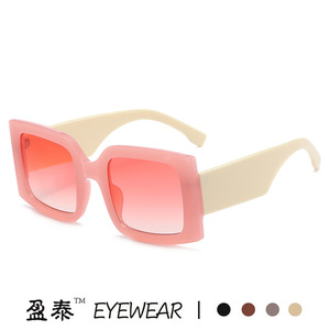 Yingtai Eyewear <b>Square</b> <b>Sunglasses</b> PC Frame UV400 Protection Unisex Fashionable Candy Color Large Frame - Product Image 4