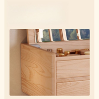 Table de maquillage rustique en chêne massif pour petits espaces, avec rangement intégré, bureau 2-en-1, idéale pour dortoir, avec plateau relevable et éclairage intégré
