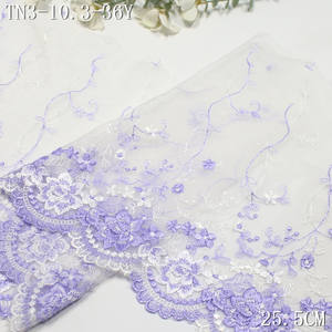 Fabricants de dentelle, dentelle en <span class=keywords><strong>filet</strong></span> blanc de 25 cm, fleurs bicolores violettes, dentelle brodée, bordure de dentelle, lot en stock pour accessoires vestimentaires - Product Image 5