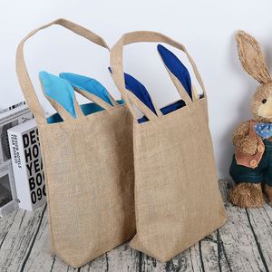 Sac fourre-tout en toile de jute écologique pour œufs de Pâques, 7 couleurs, avec oreilles de lapin - Product Image 4