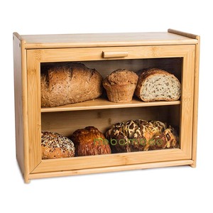 Stylish Kitchen Storage Container Large Double Layer Wooden Bread Box