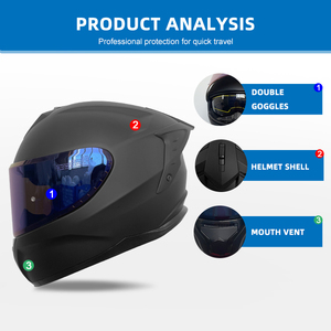 Vente en gros OEM ODM personnalisé d'usine Casques de moto noirs ECE Casco De Motocicleta Racing Full Face Casques de moto Équipement de sécurité - Product Image 2