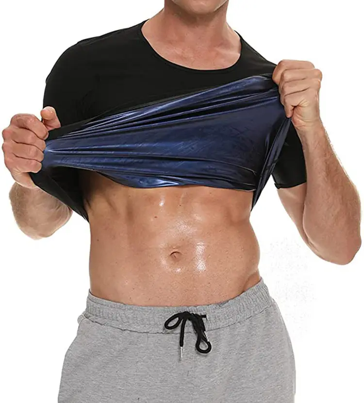 ZH08 गर्म बेच पुरुषों के पसीने से तर कपड़े खेल फिटनेस कोर्सेट पेट और कमर फट पसीना लघु आस्तीन शरीर को आकार देने कपड़े