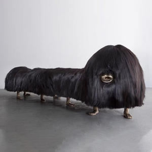 रचनात्मक और व्यक्तिगत जानवर के आकार के सोफे स्टूल पीतल कला लंबे बालों वाले सजावटी मल जूते लक्जरी स्टोर - Product Image 2