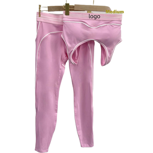 Leggings de Yoga y <span class=keywords><strong>Pilates</strong></span> al Por Mayor, de Moda, Sin Costuras, Acanalados, de Alta Calidad, Conjunto de 2 Piezas <span class=keywords><strong>para</strong></span> Mujer - Product Image 1
