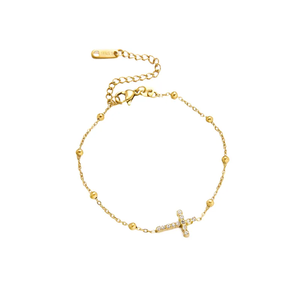 สร้อยข้อมือเหล็กคุณภาพสูงสำหรับผู้หญิง ดีไซน์เรียบง่ายประดับเพชรซิคอน ไม่ลอก ไม่ดำ งานแฮนด์เมดจากโรงงาน เหมาะสำหรับวันวาเลนไทน์ - Product Image 5