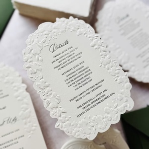 Carte d'invitation de mariage découpée sur mesure en papier coton, estampage à chaud, impression offset, carte de vœux, impression vanille, logo personnalisé - Product Image 3