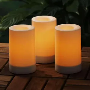 Factory Direct Supply Waterproof Flat Top Home Table Decorative Flameless IP44 Led Solar Powered Candle Light