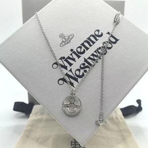 VivienneWestwood Empress Dowager RICHMOND <strong>Coin</strong> Double-sided Saturn Relief Tungsten Electroplated O-Chain Pendant <strong>Necklace</strong> - Product Image 6