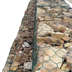 Double twisted hexagonal wire mesh gabion 2 x 1 x 0.5 m gabion 80 x 100 mm gabion basket for flood control project