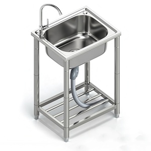 Lavello Autoportante <span class=keywords><strong>in</strong></span> <span class=keywords><strong>Acciaio</strong></span> Inox per <span class=keywords><strong>Bagno</strong></span>, Giardino Esterno, <span class=keywords><strong>Lavabo</strong></span> Smontabile e Lavandino per Piatti da Cucina per Uso Domestico e Commerciale - Product Image 1