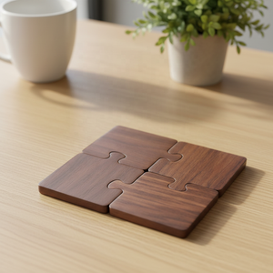 แผ่นรองแก้วไม้แกะสลักลายญี่ปุ่น งานฝีมือไม้แท้ สำหรับใช้ในบ้าน กันลื่น สไตล์ญี่ปุ่น สำหรับวางแก้วชา กาแฟ หรือแก้วมัค - Product Image 5