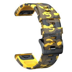 Correa de reloj de silicona de goma suave de camuflaje impresa de liberación rápida de 22mm y 26mm para Garmin <span class=keywords><strong>Fenix</strong></span> 5 6 7 8 6X 7X 8x - Product Image 2