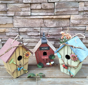 Casa colgante de madera para pájaros, jardín, colores surtidos, venta al por mayor - Product Image 2
