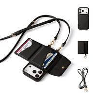Étui portefeuille en cuir pleine fleur de qualité export avec porte-cartes et sangle réglable pour iPhone 17 18 Pro Max – Fournisseur