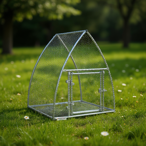 Jaula para conejos de acero galvanizado de 39.4x41.3x47.2 pulgadas con techo arqueado, jaula exterior para mascotas, duradera, para razas pequeñas, color plateado - Product Image 2