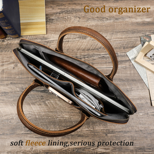 Maletín <span class=keywords><strong>de</strong></span> Cuero Crazy Horse Vintage y Elegante para Hombre, para Laptop <span class=keywords><strong>de</strong></span> 14.2 Pulgadas, con Bolsillo para iPad y Correa para Equipaje, para Viajes - Product Image 3