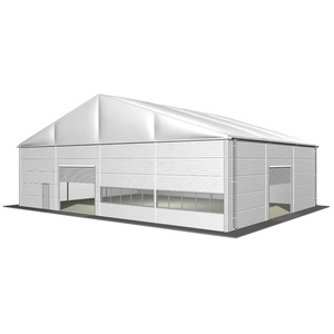 Tente de stockage industrielle avec quatre portes à enroulement rouges, <span class=keywords><strong>grande</strong></span> chapiteau à portée libre pour garage de camions de pompiers, entrepôt temporaire - Product Image 6