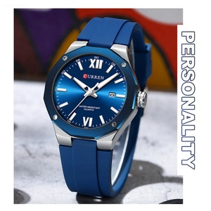 CURREN 8465 Nouvelle montre pour homme tendance, bracelet en silicone, lumière nocturne, étanche, date, simple, décontractée - Product Image 3