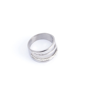 Women's Rhodium Plated Stainless Steel Eternity Band <b>Rings</b> With <b>Cubic</b> <b>Zirconia</b> Pave Setting Classic <b>Wedding</b> Engagement <b>Ring</b> - Product Image 4
