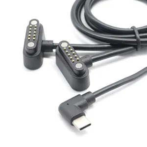 Right Left Angle Type-c TO 10PIN POGO double Pin Spring Loaded Magnetic Cable with Strong power